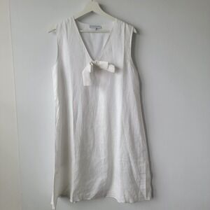 Taylor tillman new youk womens 100% linen tie front dress sz M sleeveless beachy